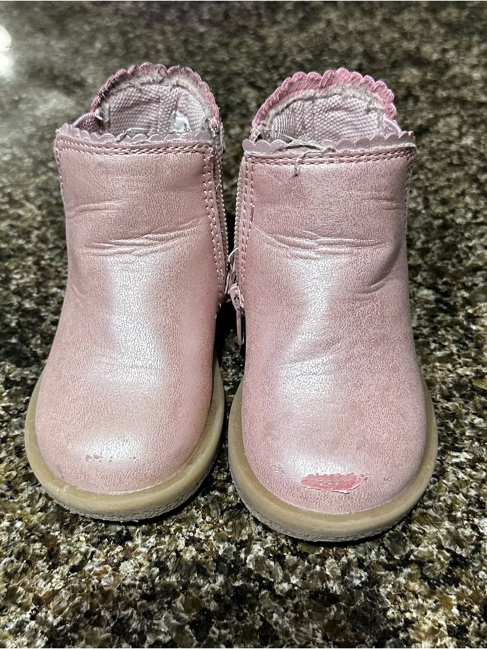 Nicole Miller Pink Girls' Ankle Boots with Scalloped Trim
